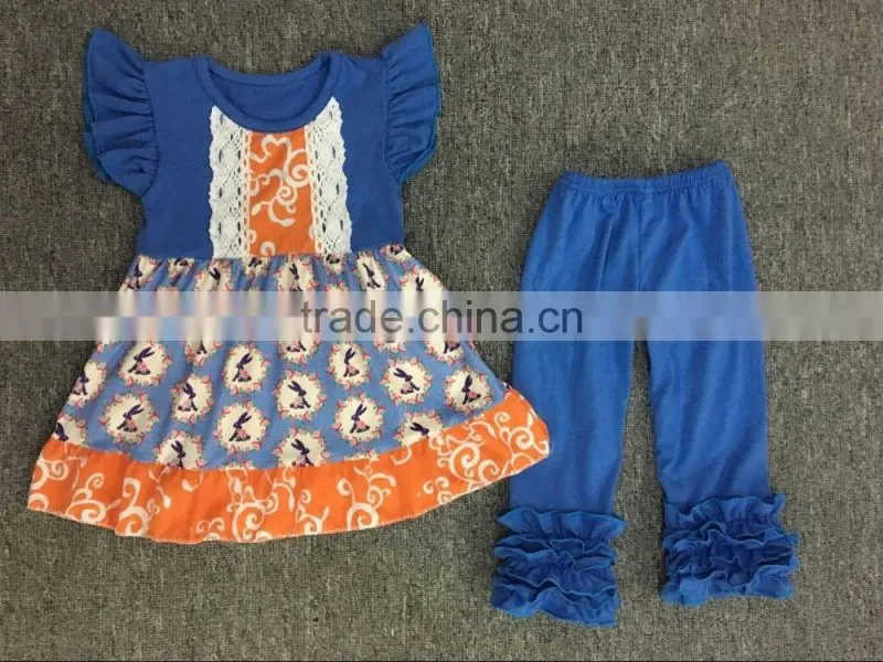 New style wholesale icing pants Easter clothing baby wear baby girl boutique blue bunny clothes outfits