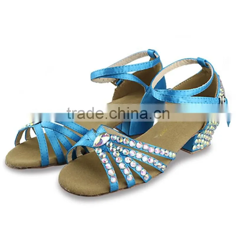 Children Kid Rhinestone Low Heel Modern Shoes Girls diamond Ballroom Latin Dance Shoes