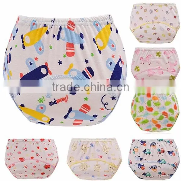 hot selling 7 designs leak-proof baby training pants full printed pure cotton baby cloth diaper
