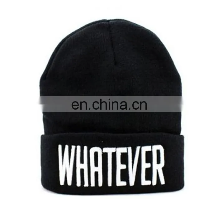 Qianzun orange and blue beanie hat with pom pom