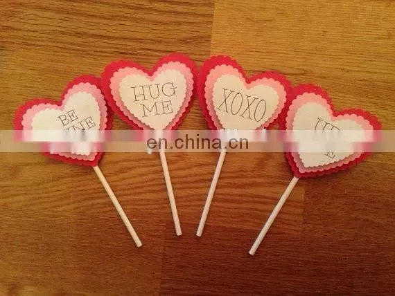 Newest Custom Heart Shaped Paper Cupcake Topper Wedding Cake Decor
