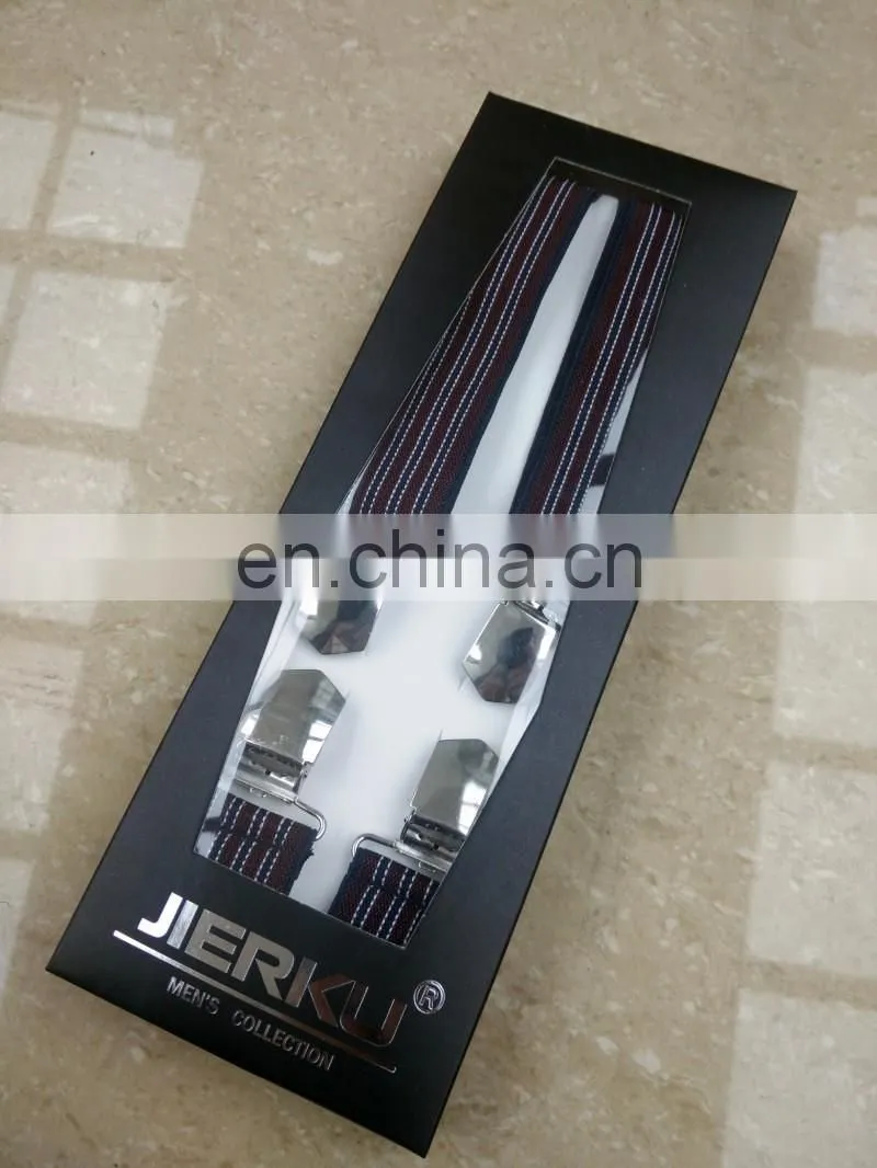 Fashion high quality 4 heavy clips mens suspenders x back adult suspenders