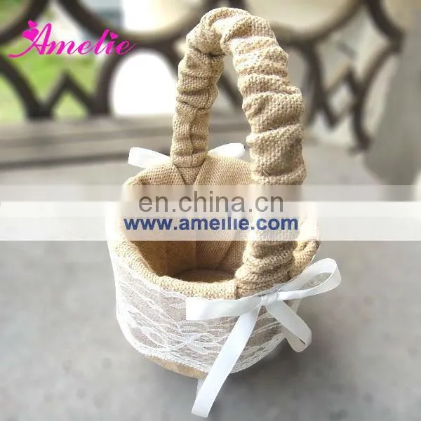 Linen With Lace Decoarted Wedding Ring Holder Pillow Set