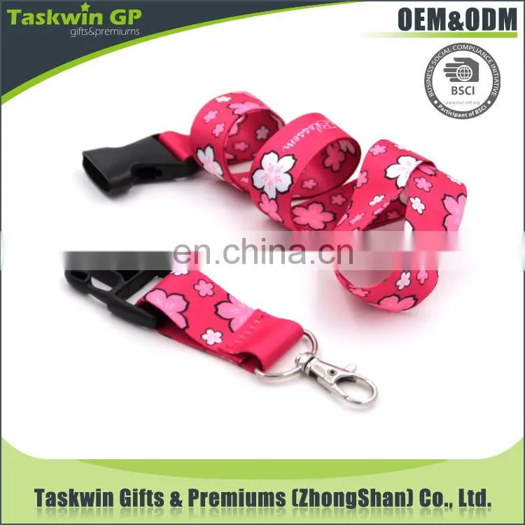 High quality silk printing polyester Safety Clip lanyard with 3D logo customize