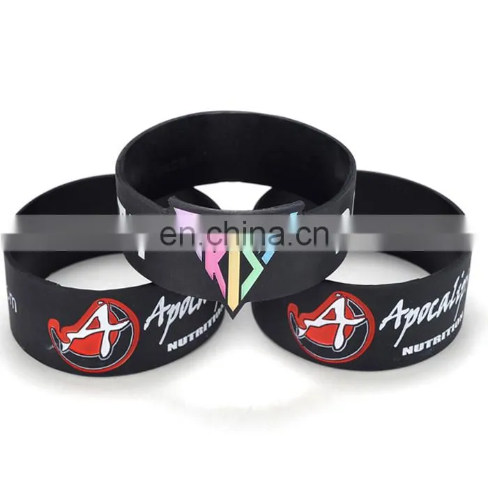 Popular custom made embossed with color silicone wristbands