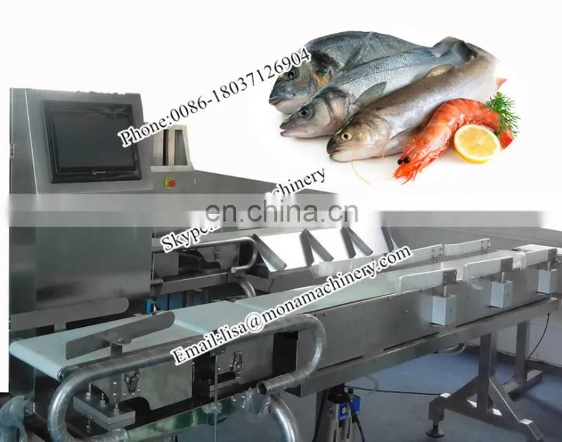 Poultry And Seafood Weight Grading System (10-3000g) 6 Grade Fish Sorting Machine (10g~1200g)