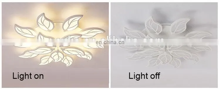 White body creative Leaves ceiling chandeliers lamp for bedroom living room modern LED Ceiling Chandeliers