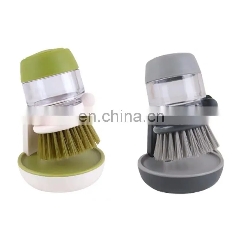 Kitchen cleaning tools silicone handle cleaning brush soap dispenser dishwashing brush