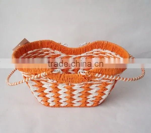 Colorfule Paper Rope Woven Ship Shape Storage Basket with Handle