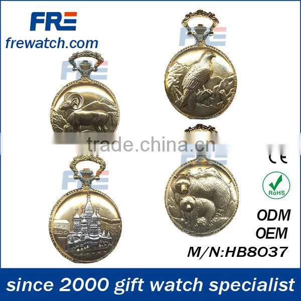 retro bronze japan movt quartz pocket watch 46mm pocket watch