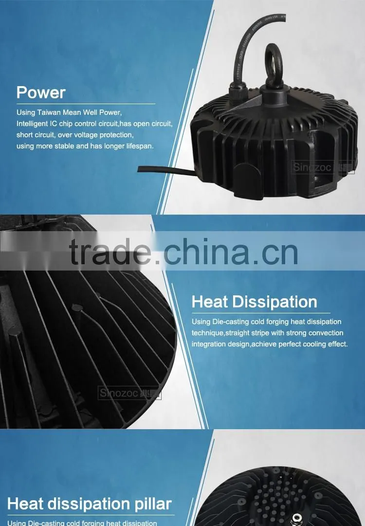 Sinozoc High quality ip66 UFO led high bay light high bay lamp for warehouse factory exhibition 100w 150w led industrial lights