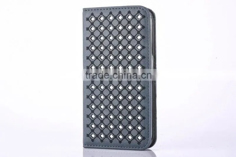 colorful laser carving case hollow out leather case for Samsung S7