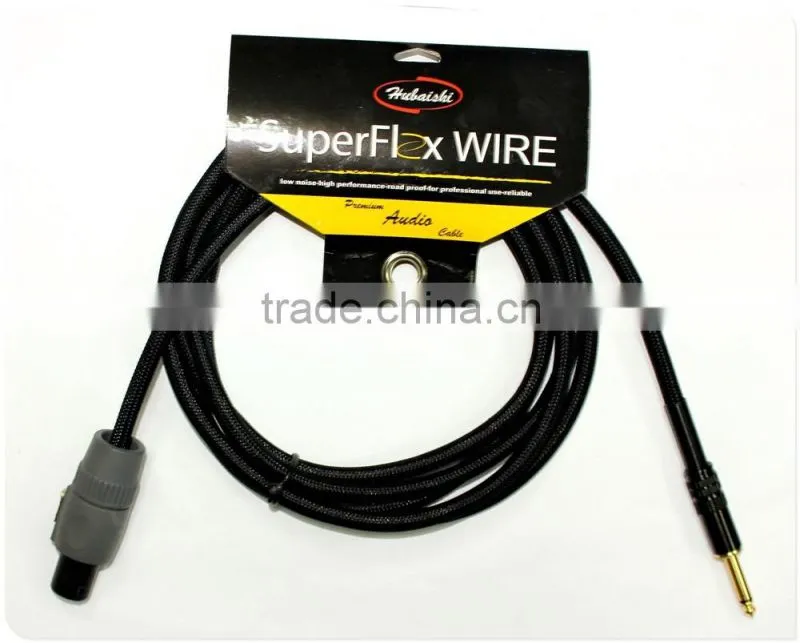 High end OFC conductor speaker cable ,6.35 mm mono plug to 4 pin speakon connector cable