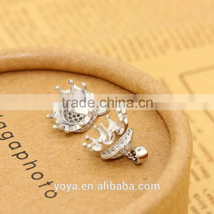 CZ6549 mirco cz pave end caps with hooks, end caps for jewelry or tassels