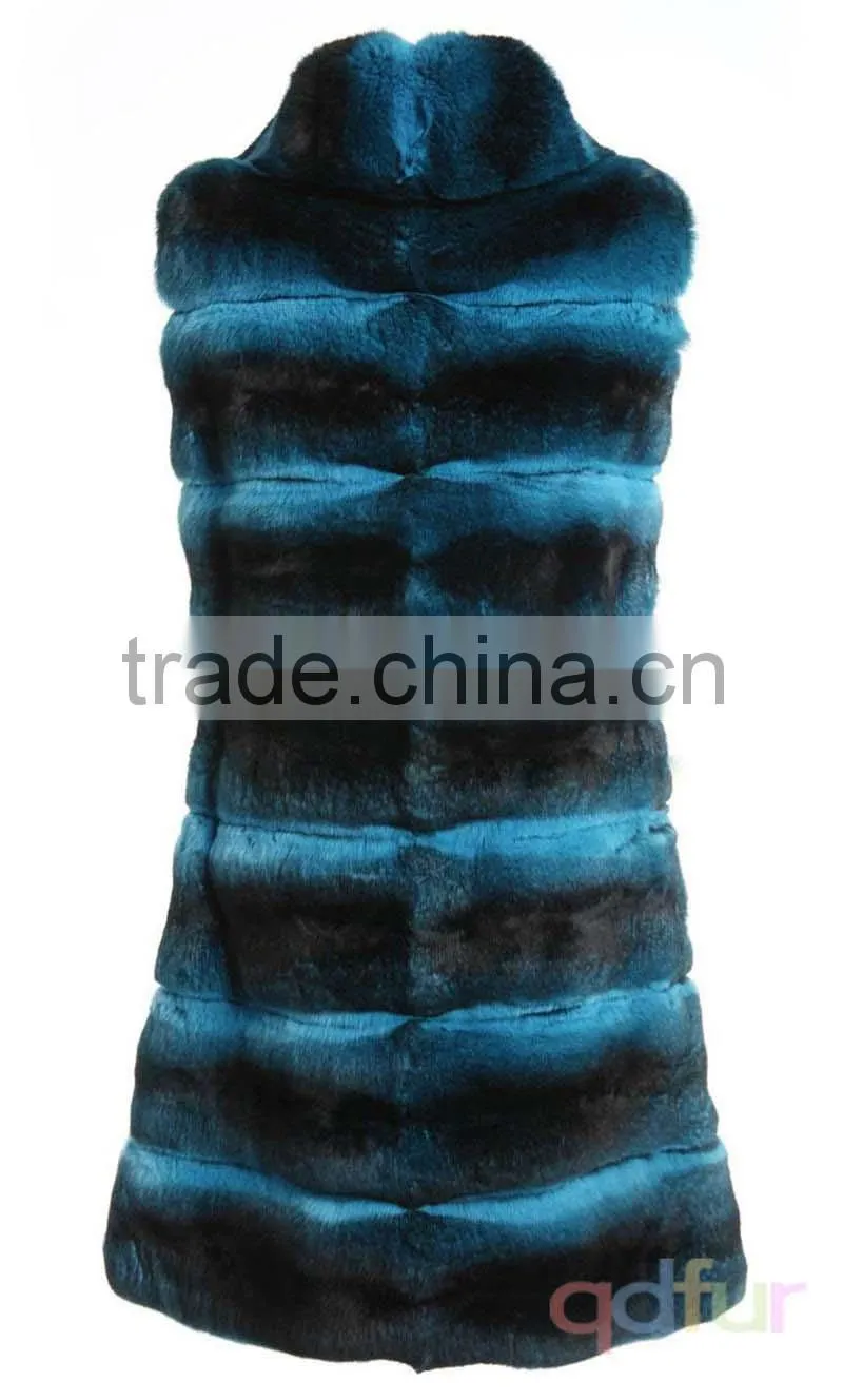QD30078 Womans Clothes of Chinchilla Fur Vest Designs Vests for Women Fur Gilet Vest