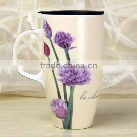 Flower Design Large Ceramic cup