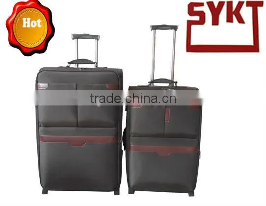 Travel/business vintage style dark grey carry-on luggage trolley on wheels