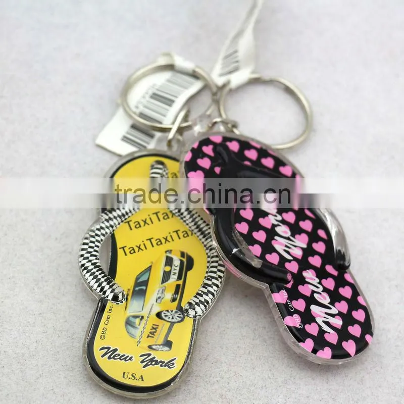 Custom printed acrylic charms/acrylic flip flop keychain for promotional souvenir gift