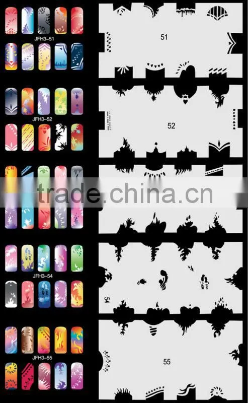 20 Sheets/Lot 240 Different Designs Airbrush Nail STENCIL Template Set No.3