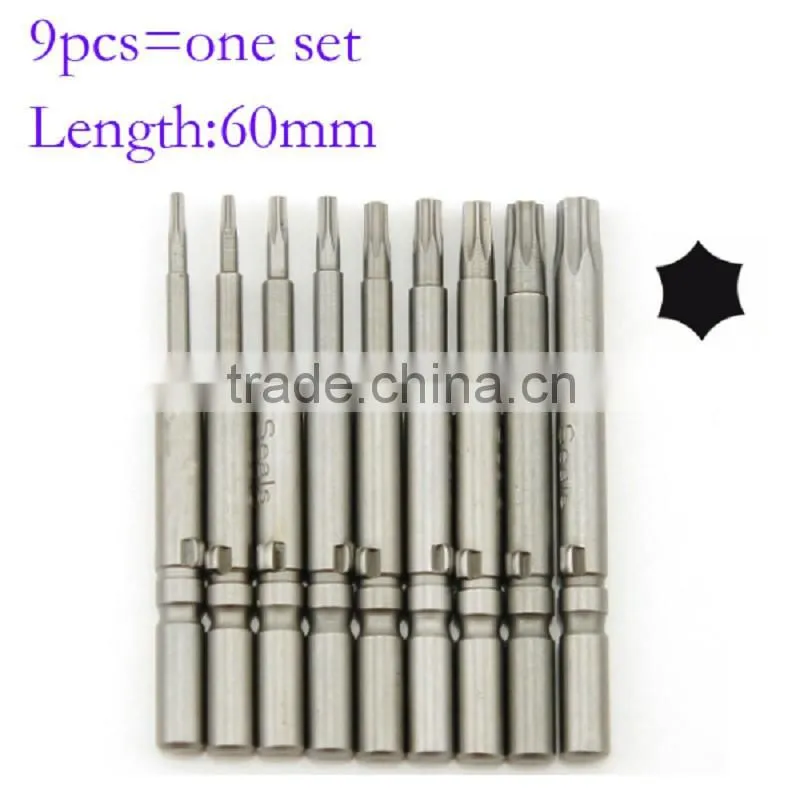 9PCS 801 5mm Round Shank Magnetic Torx Screwdriver Bits Electric Screwdriver Head 60mm AR-27