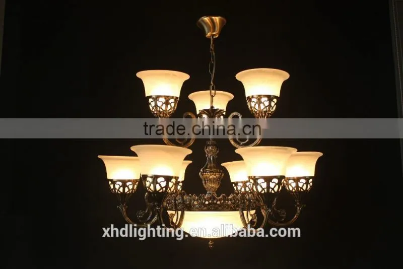 Large bronze Chandelier Coozen wrought iron Retro rustic lighting fixture