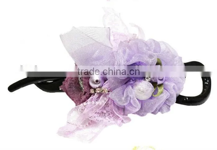 New Fashion Delicate Flower banana hair clip Pearls Hairclips