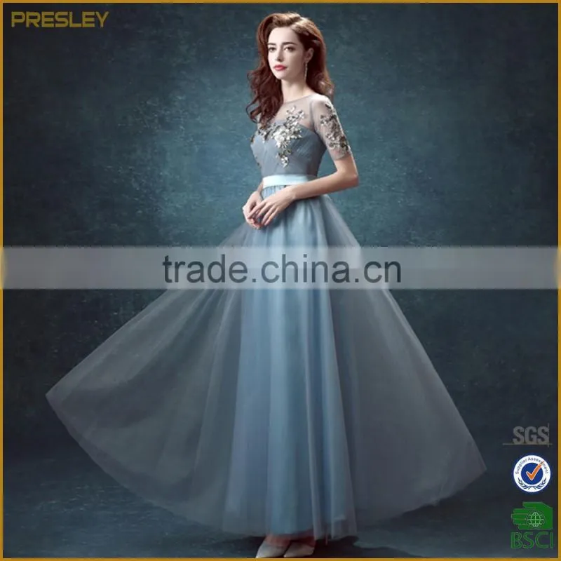 2016 Hot Latest Dress Designs Slim Fit Lace Chiffon Patchwork Dress Women Dresses