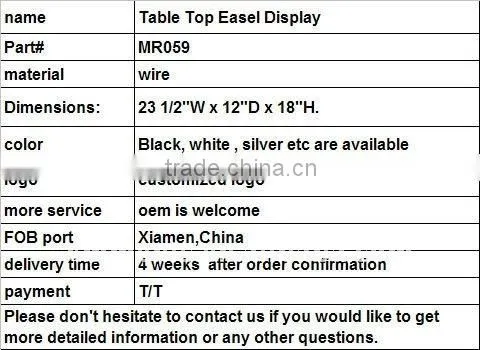 Table top book metal easel display