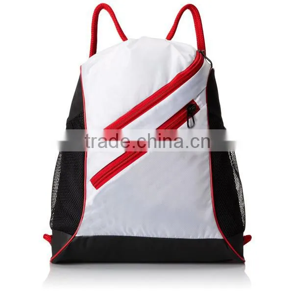 Durable Zippered Nylon Sports Canvas Drawstring Backpack Bag