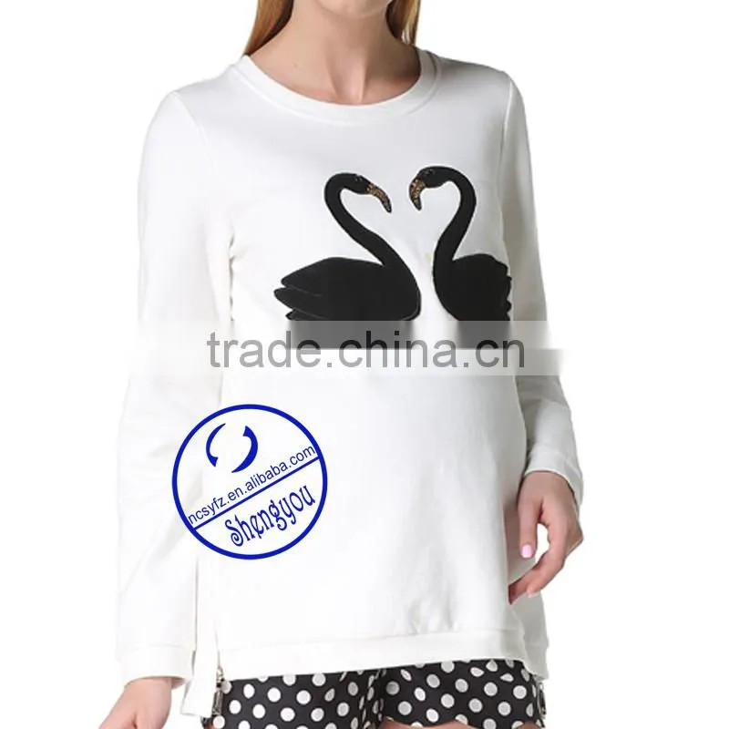 Custom 100% cotton Maternity's Hoodies & Sweatshirts with side zipper