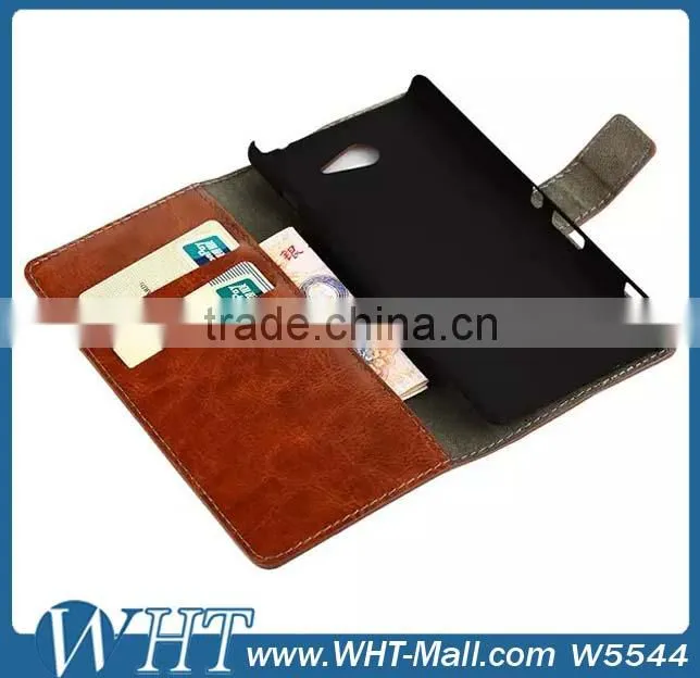 Leather Flip Cover Case for Sony Xperia M2 S50h Credit Card Slots Wallet Leather Case