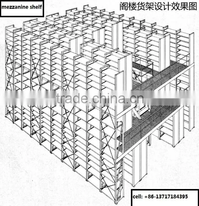 raised steel mezzanine rack of steel structure