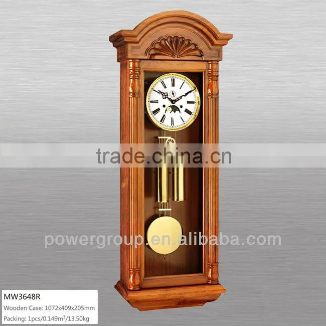 Solid wood wall clocks White&Golden dial Rotating pendulum and melody music High quality MW3648R