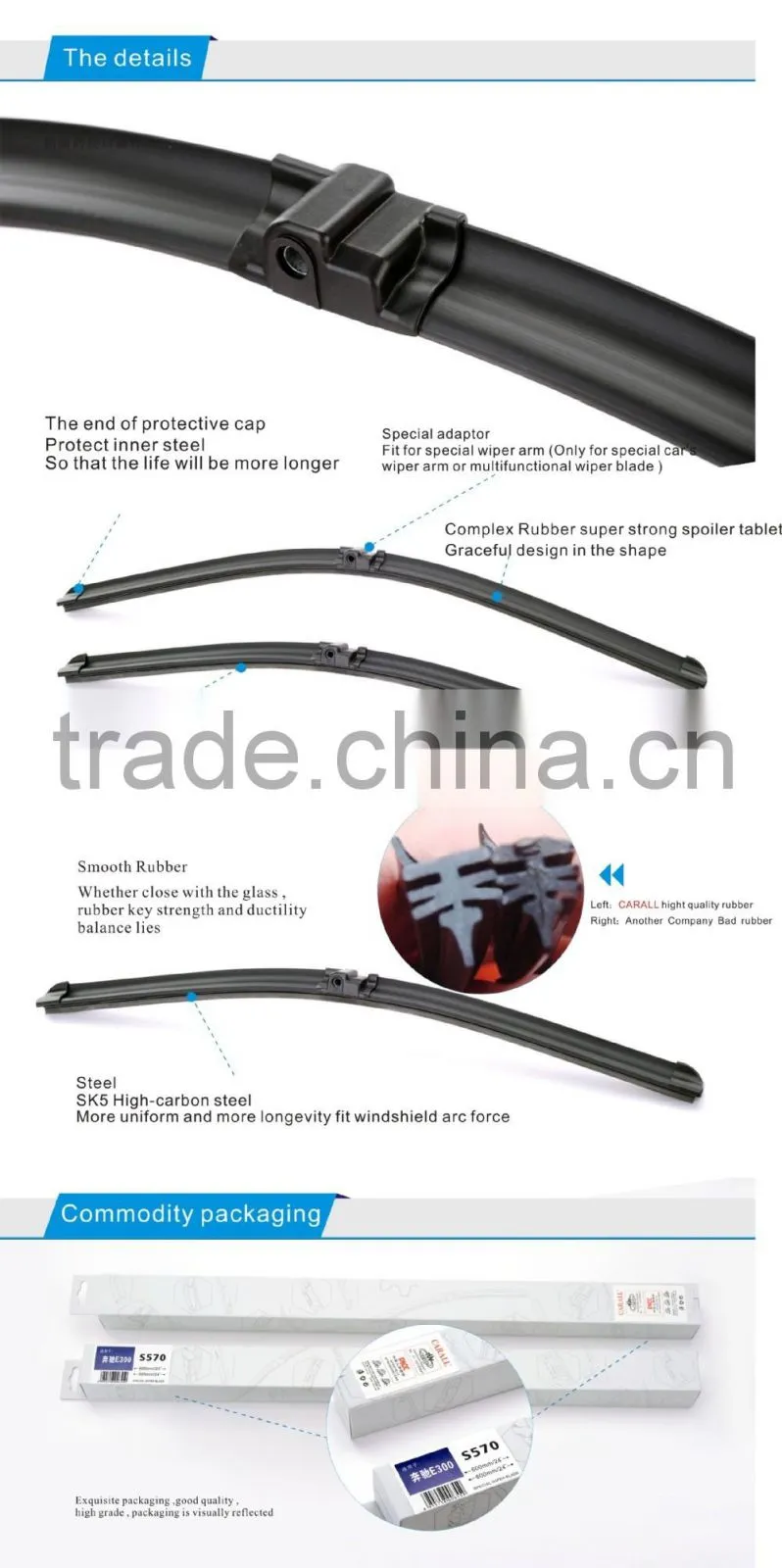 S570 Side Pin 5*22mm Wiper Arm Car Parts Rubber Refill E240 Windscreen Soft Wiper Blade