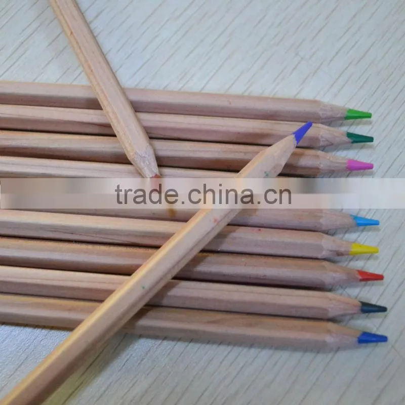 7" standard size hexagonal shape high quality 3.0mm color lead natural wood colored pencil
