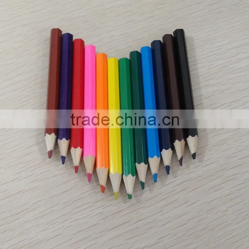 3.5" hexagonal shape white linden wood 2.65mm color lead mini color pencil (golf pencil)