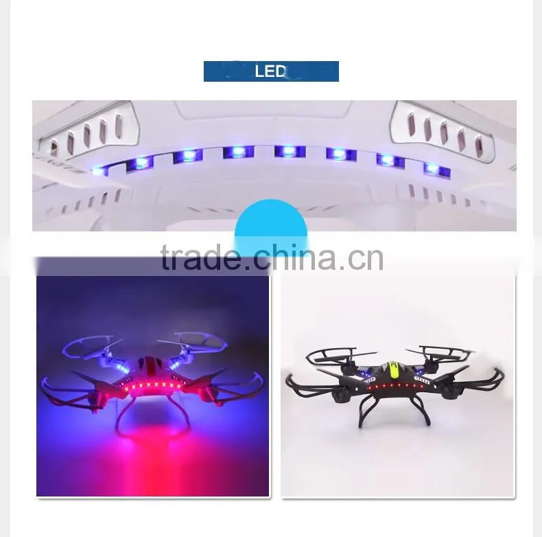 Headless mode drone with camera and LED lights
