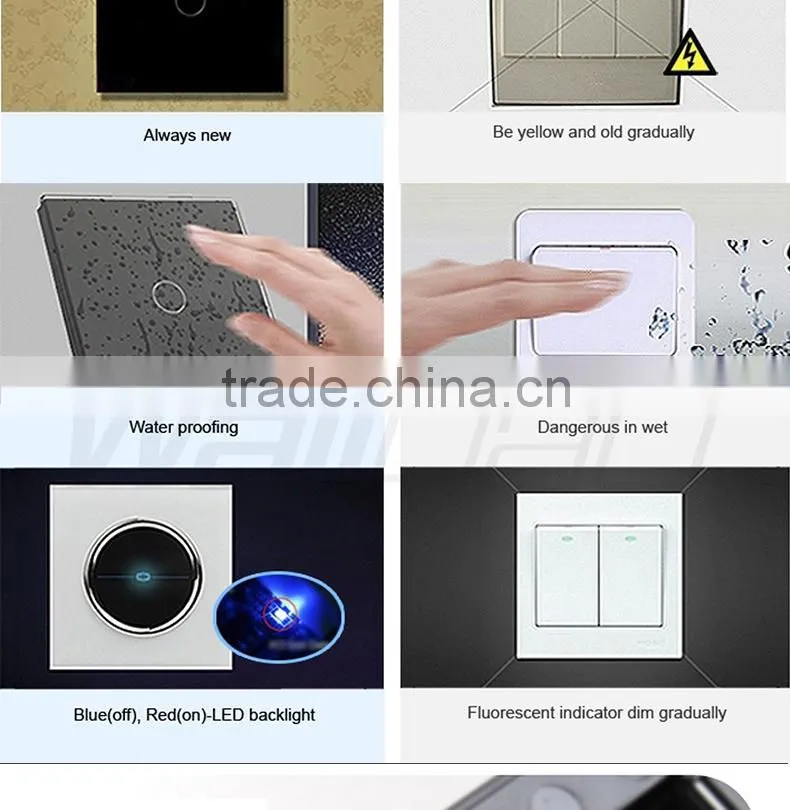 China Supplier Wallpad Luxury Waterproof Black Crystal Glass 110~250V RJ45 Computer Internet Network Wall Socket Switch