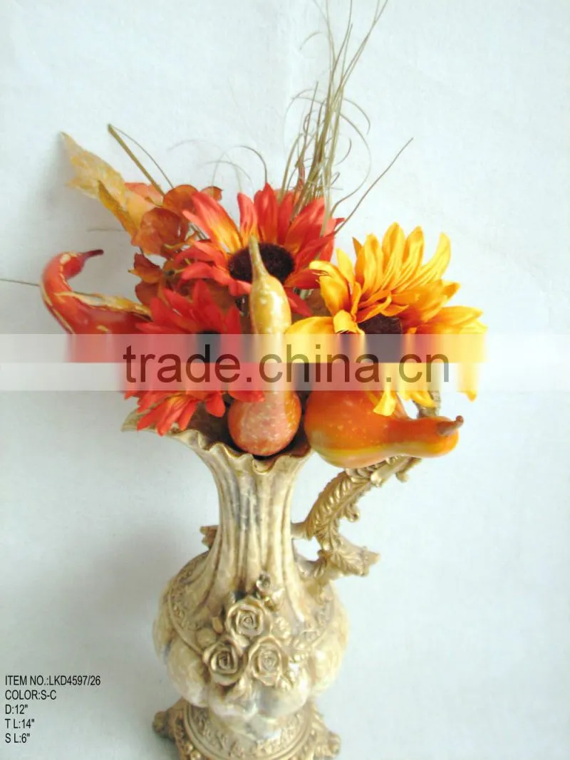 Excellent quality beautiful artificial pumpkin bouquets with sun flower maple leaves harvest home decoration bouquet