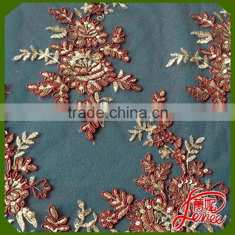 HOT SALE COLOR CUSTOMIZED SEQUINED BEADS CHEMICAL EMBROIDERY FABRIC