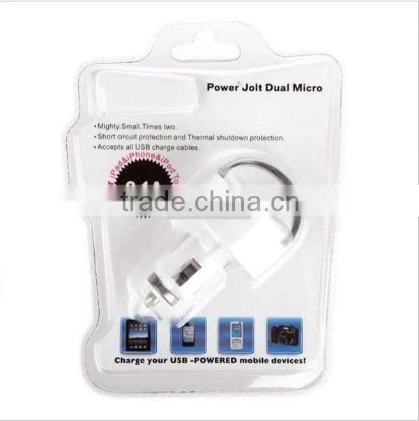 Car Charger With Dual USB Interfaces Compatible For iPad/iPhone/iPod Touch (micro usb car charger/dual usb car charger)