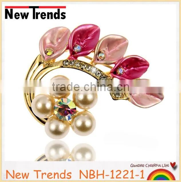 Wholesale fashion painting pearl rhinestone brooch