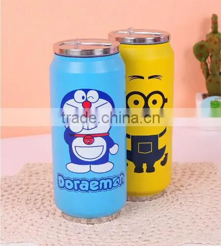 wholesale stainless steel vacuum flask zip-top bottle with straw