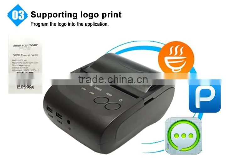 Mini Mobile Thermal Printer Line Printing For Restaurant Food Delivery Transportation IMP006