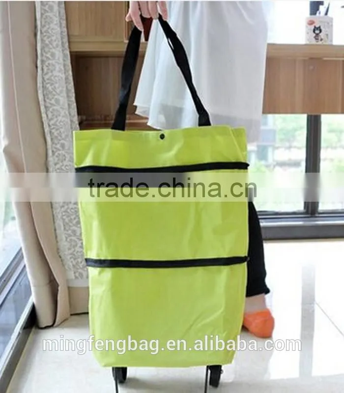 Waterproof 600D Oxford Foldable Trolley Shopping Bag Super capacity
