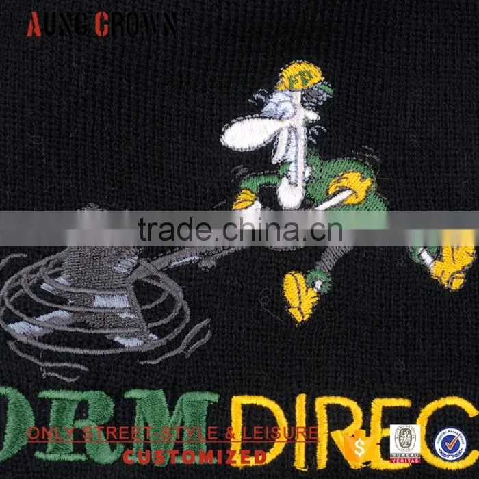 100% acrylic knit 3d embroidery beanie