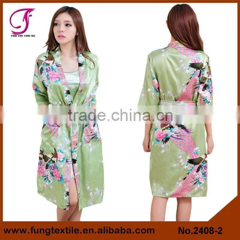 2405 Women Two-piece set Satin Bath Robe