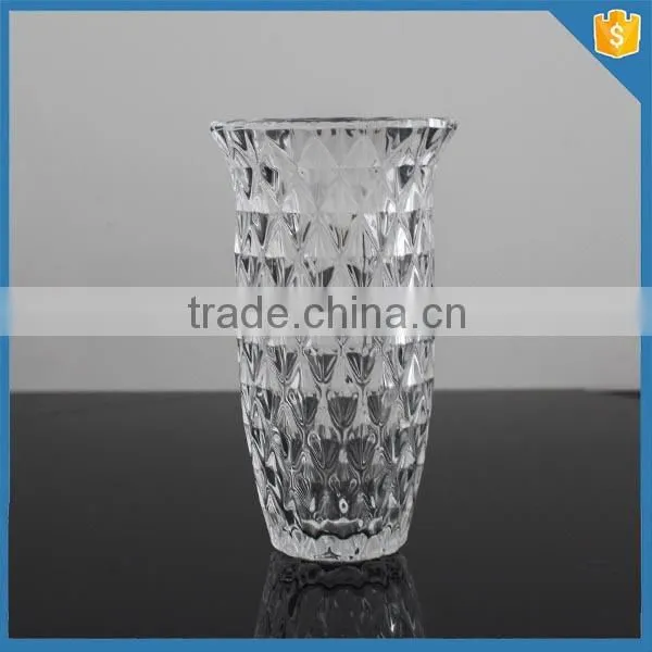 home goods decoration diamond design crystal glass cylinder vases