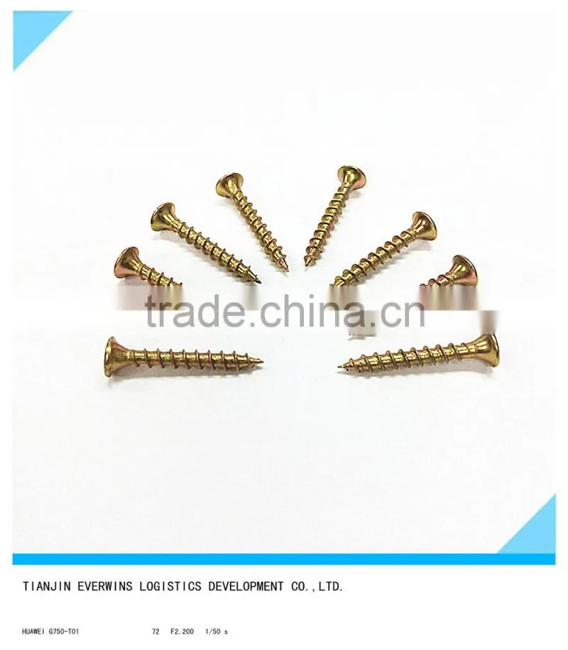Countersund Head Brass plated screws Phillips head Coarse thread Drywall screws