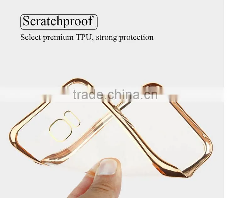 Clear Hard Back TPU gold electroplating Bumper Case Cover For Samsung S7 & S7 Edge